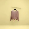 Pink warm long-sleeved top, a thin knitted base layer for women in spring and autumn details Picture
